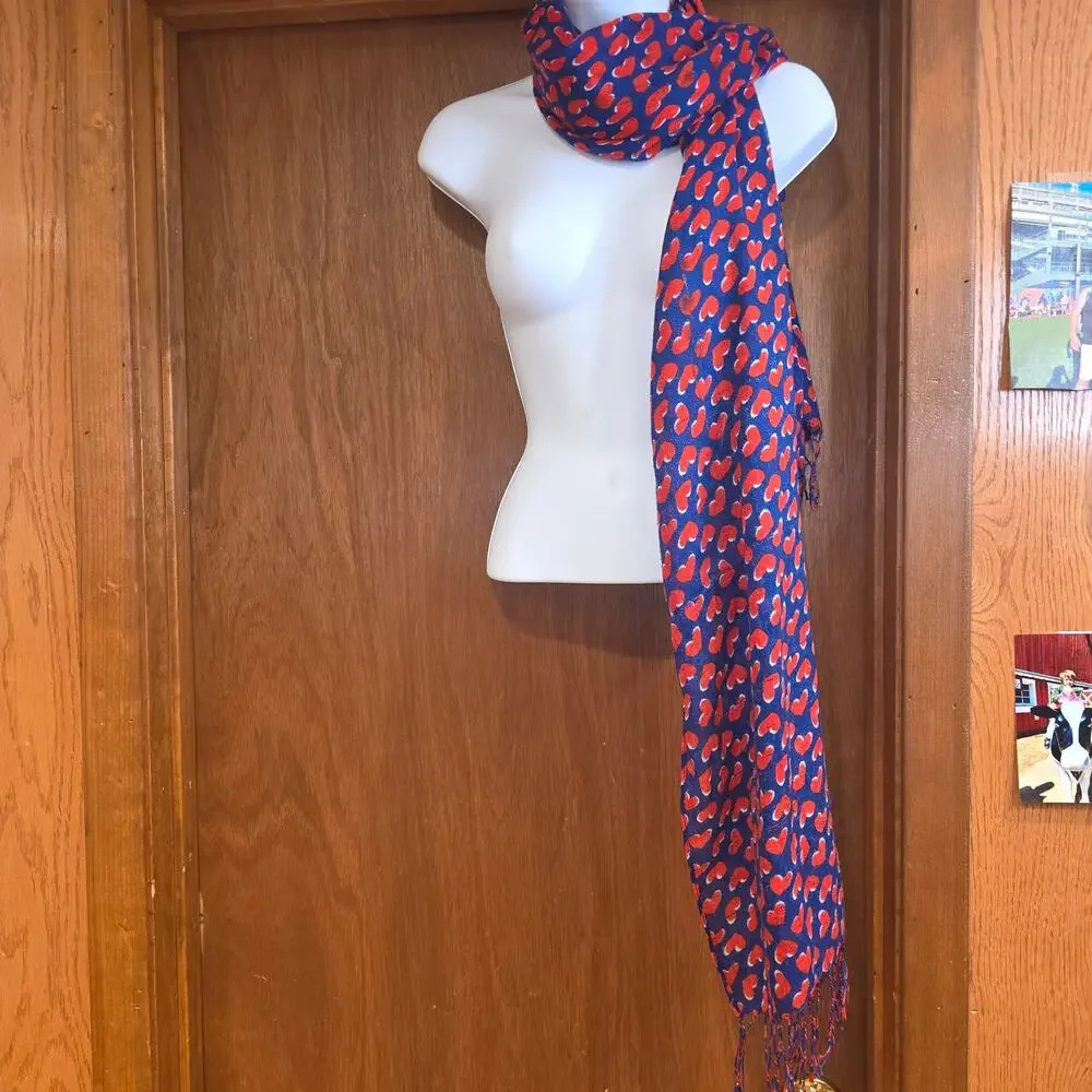 Blue and red hearts pattern rectangle scarf‎
